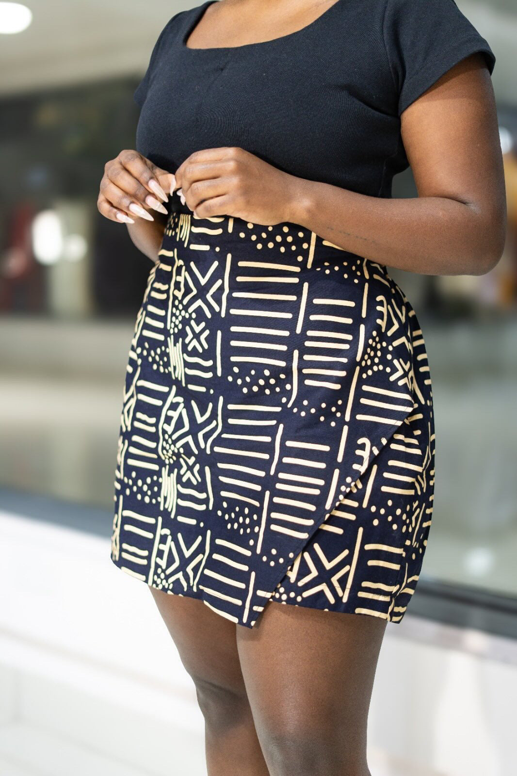 Ankara skorts - Black and Cream