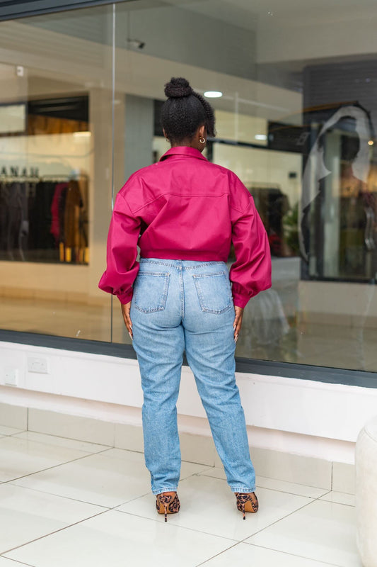 Cropped Shacket - Plum