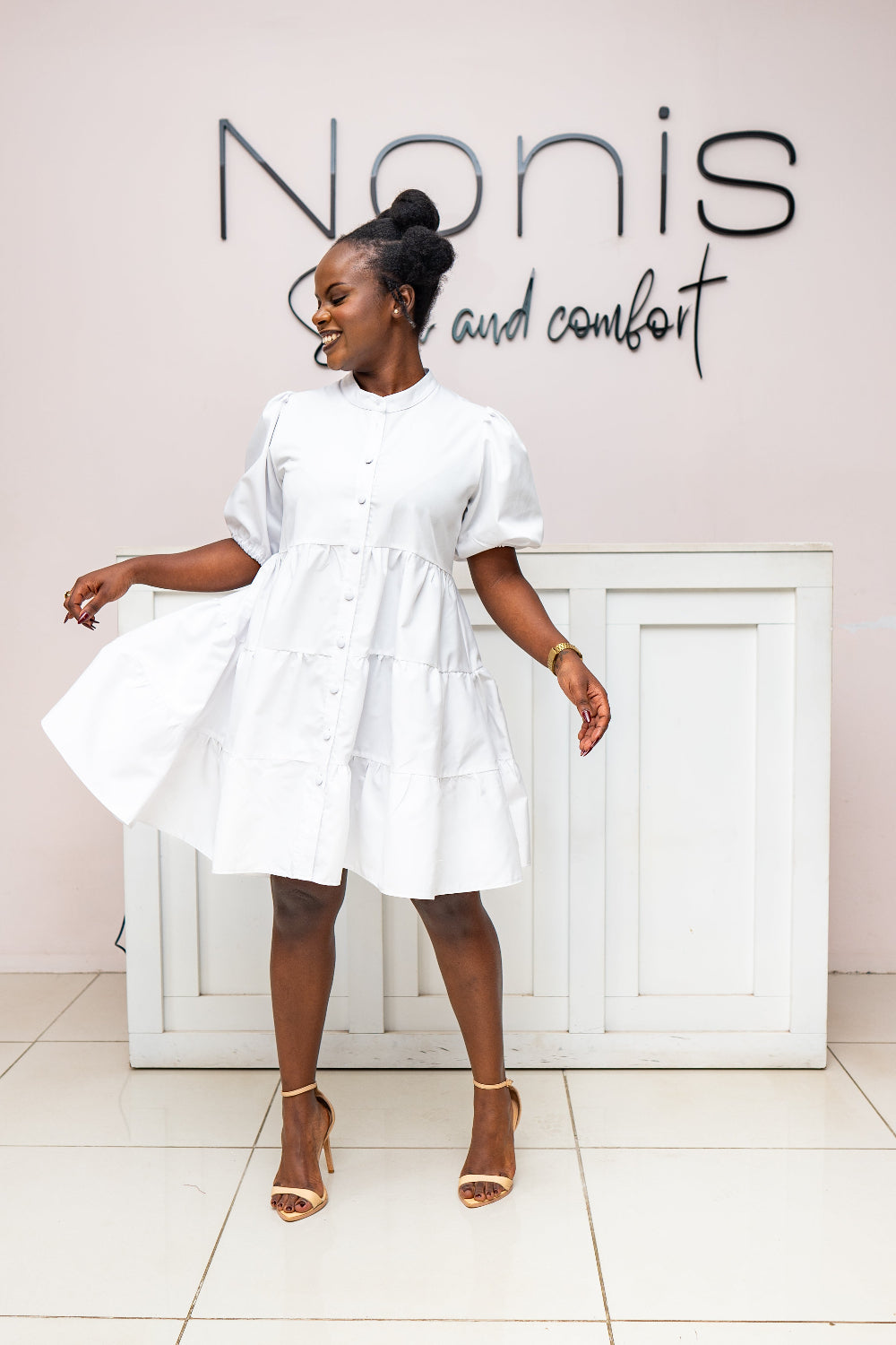 Noor button-down dress - White