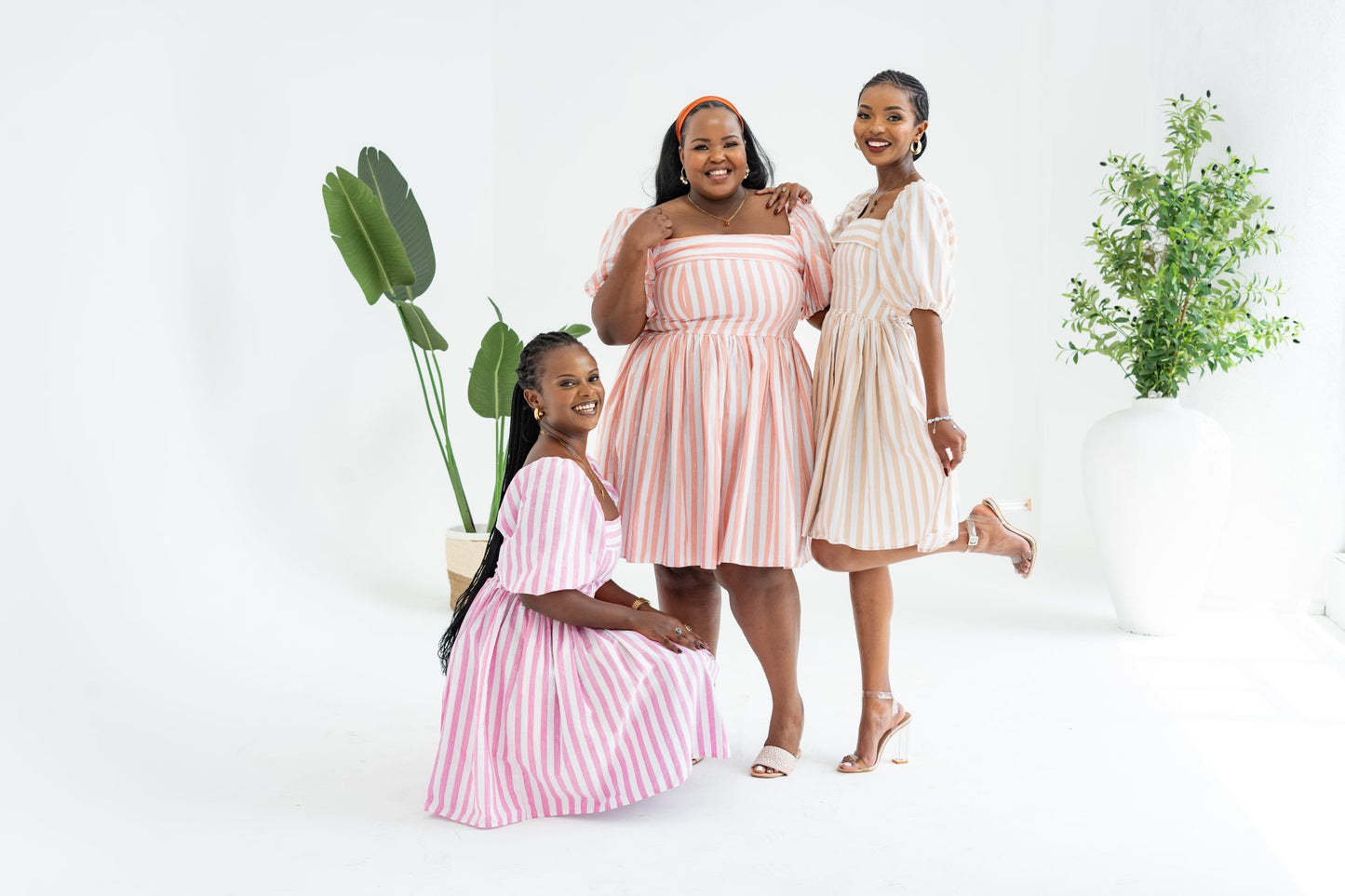 Pastel Striped Mini Dress - Pink