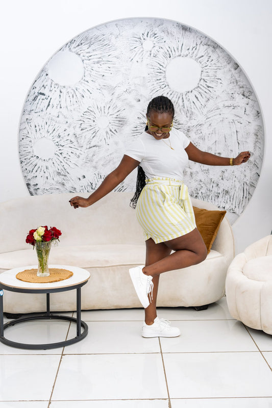 Pastel Striped Shorts - Lime