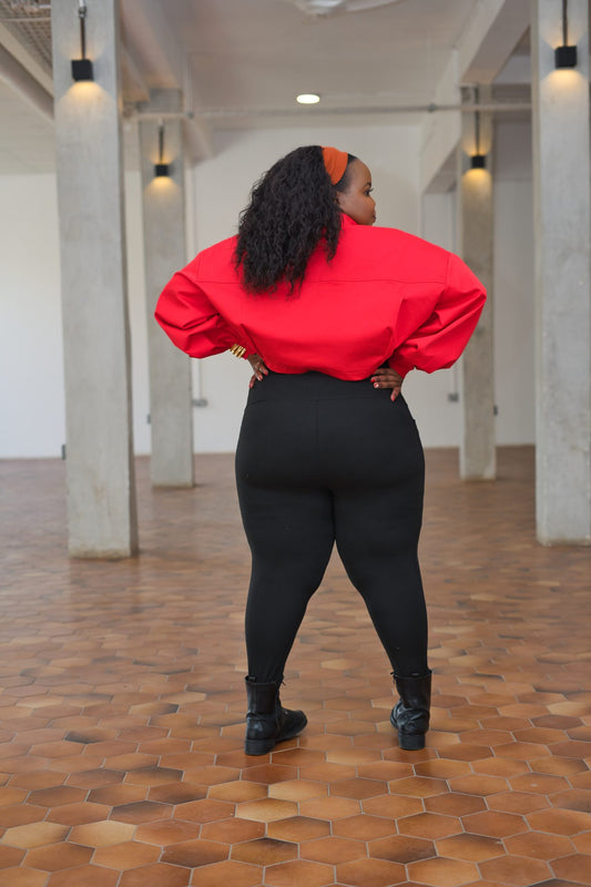 Cropped Shacket - Red