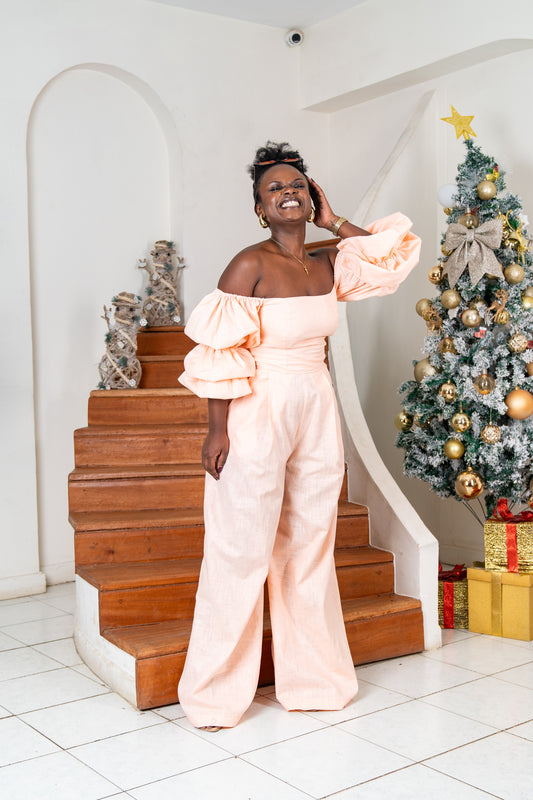 Zahara Chic Linen Pants - Peach