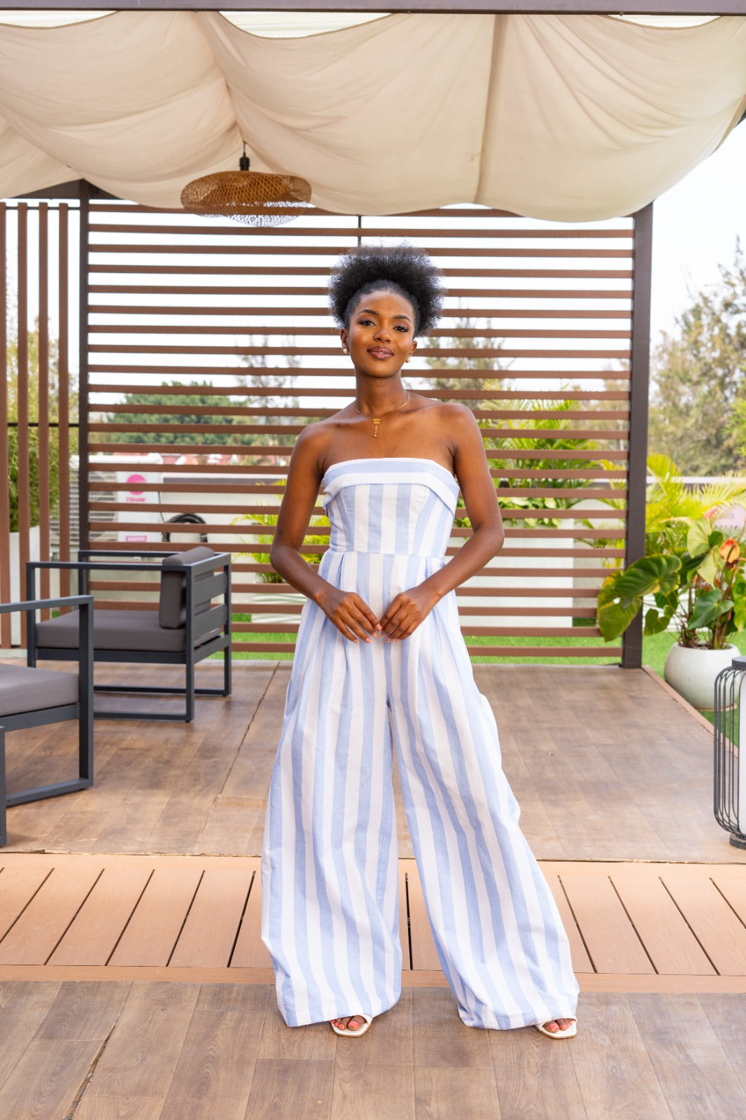 Pastel Striped Jumpsuit - Blue