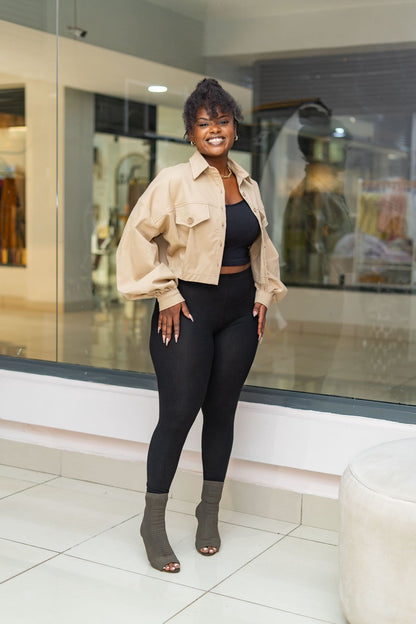 Cropped Shacket - Beige