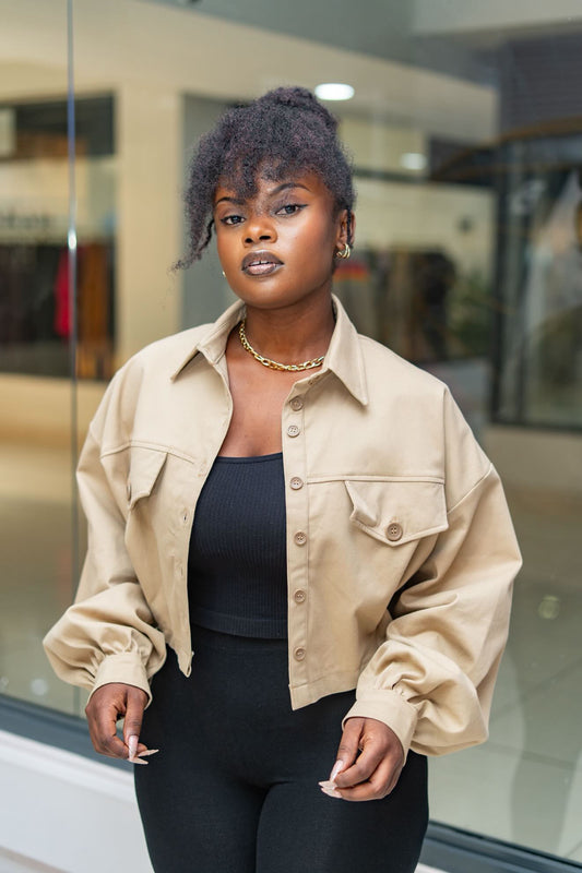 Cropped Shacket - Beige