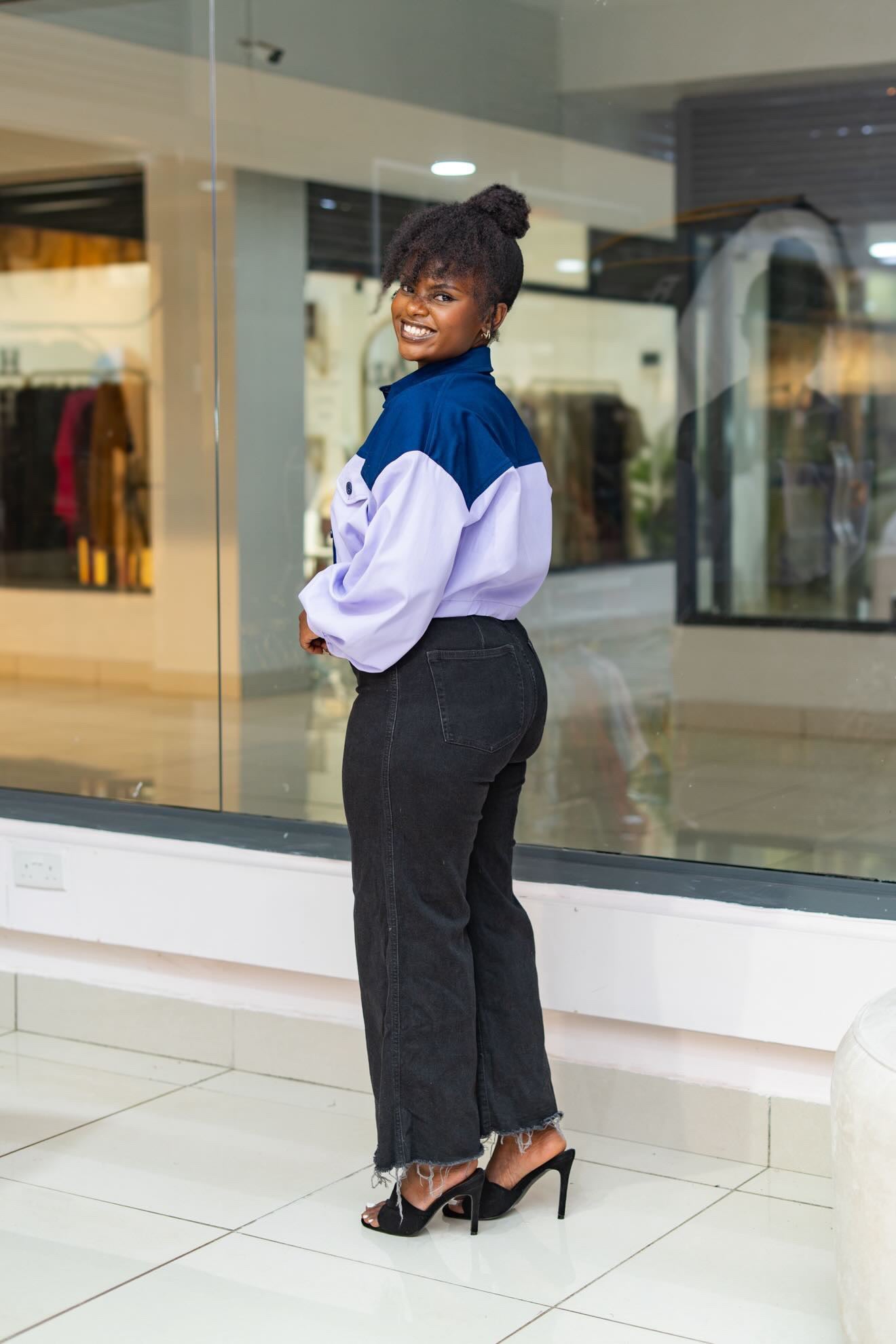 Cropped Shacket - Blue and Lilac