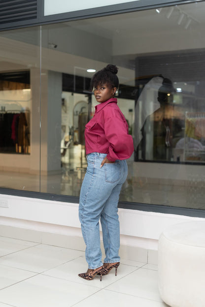 Cropped Shacket - Plum
