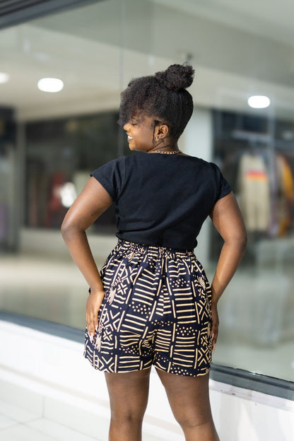Ankara skorts - Black and Cream