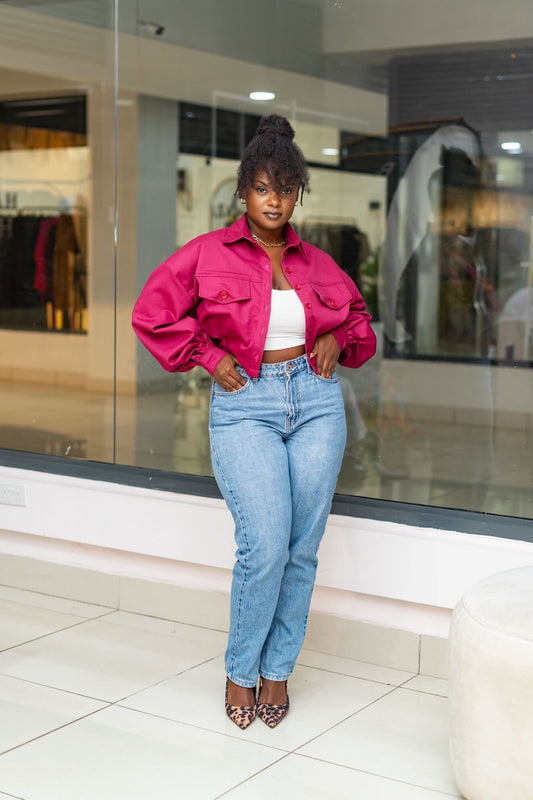 Cropped Shacket - Plum
