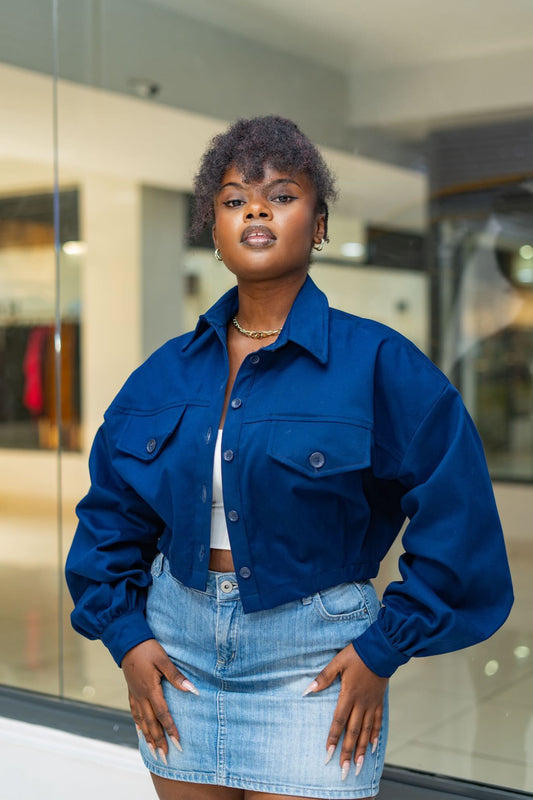 Cropped Shacket - Blue