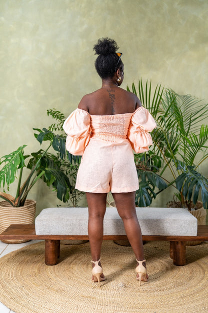 Zahara Chic Linen Shorts - Peach