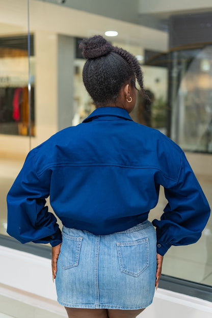 Cropped Shacket - Blue