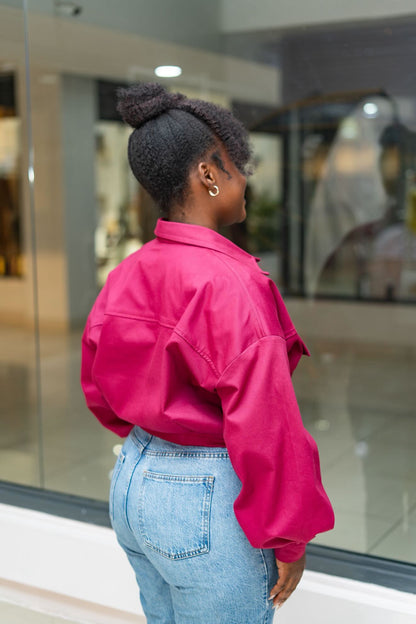 Cropped Shacket - Plum