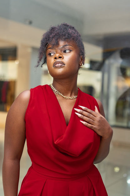 Velour Cowl Neck Top