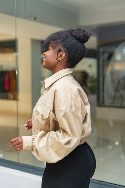 Cropped Shacket - Beige