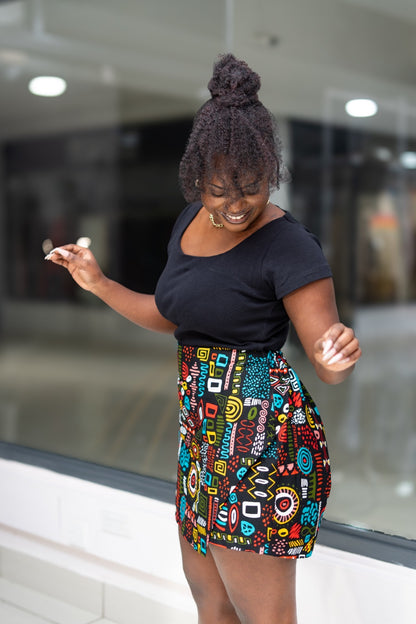 Ankara skorts - Multi-colored geometric pattern