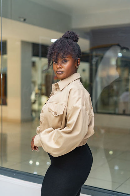 Cropped Shacket - Beige