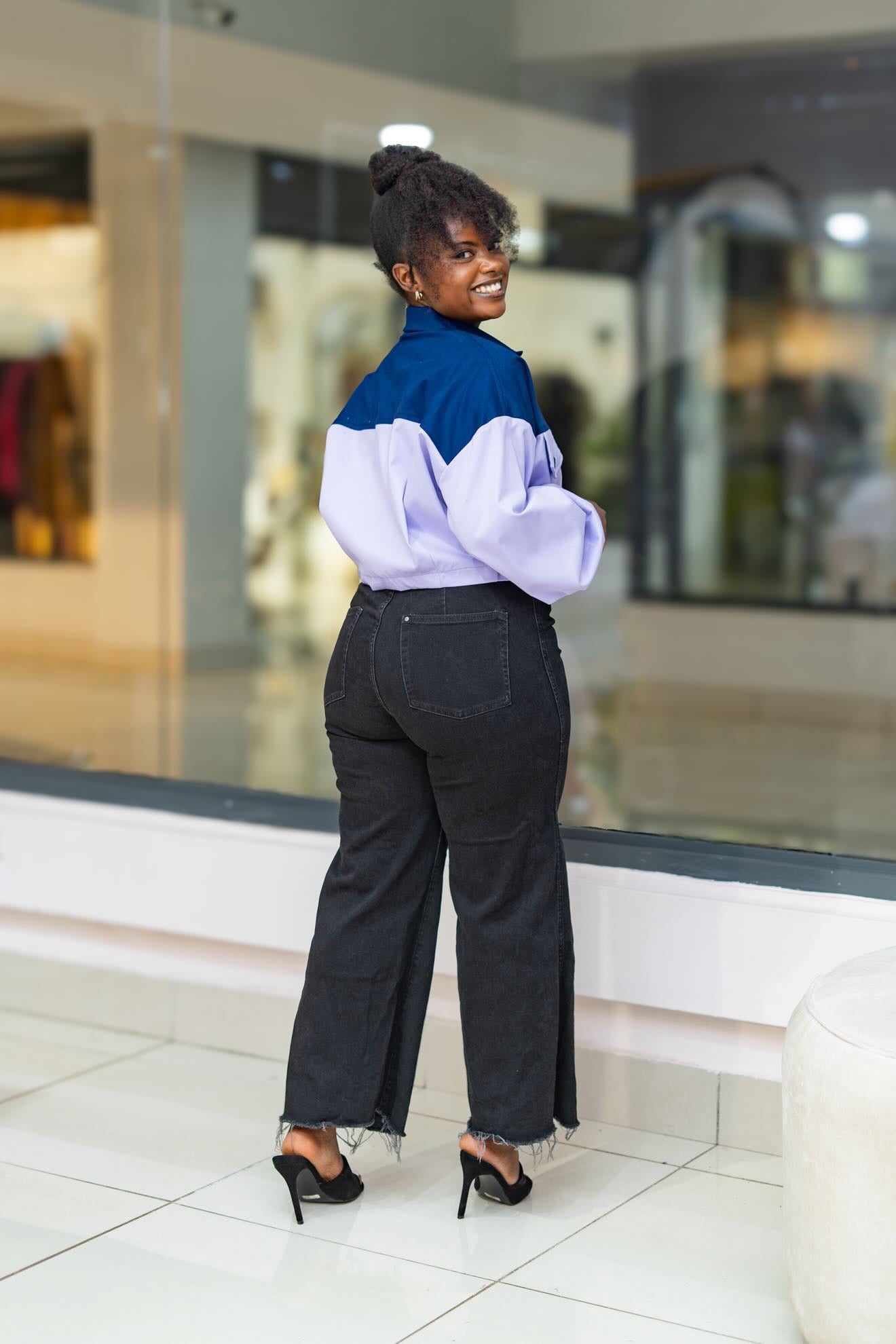 Cropped Shacket - Blue and Lilac