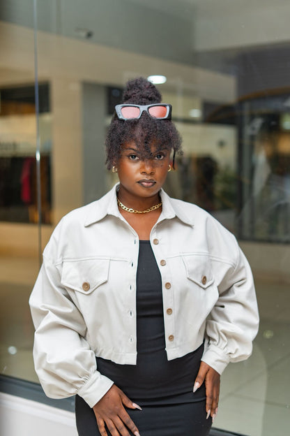Cropped Shacket - Off White