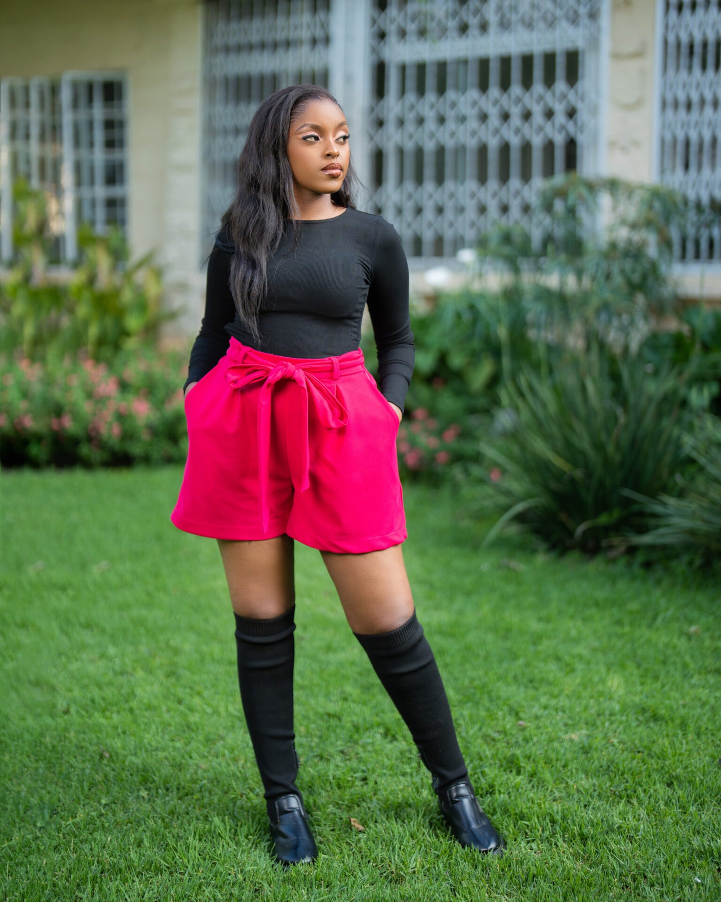 Palmer belted shorts - Hot Pink