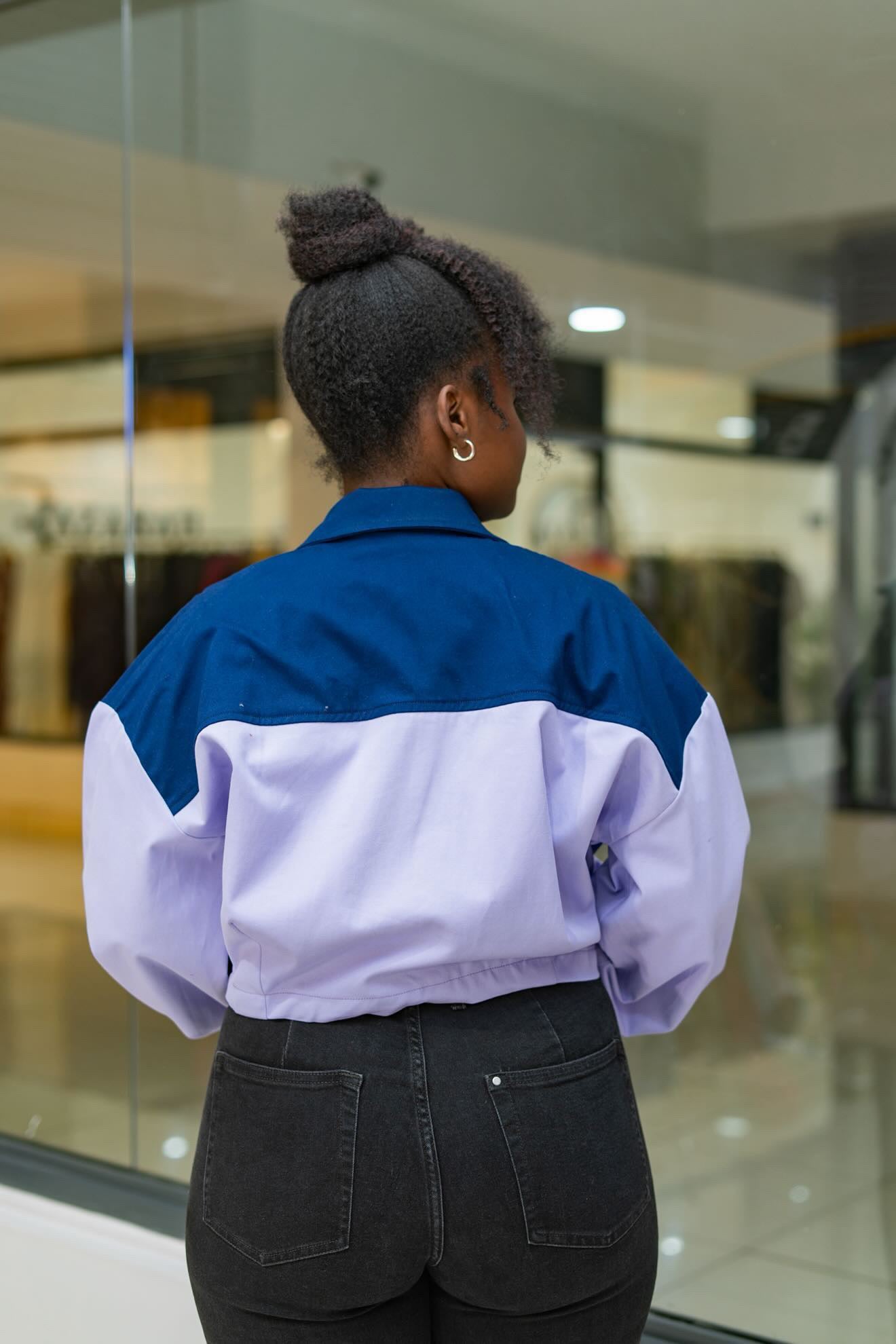 Cropped Shacket - Blue and Lilac