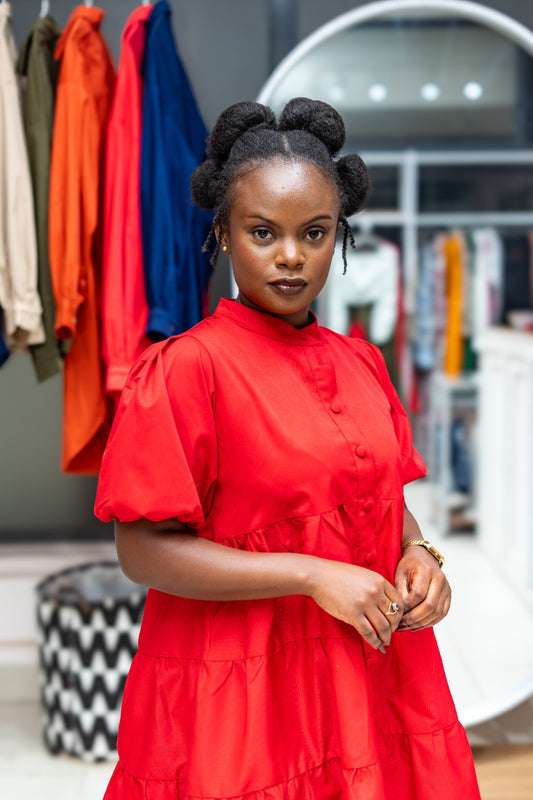 Noor button-down dress - Red