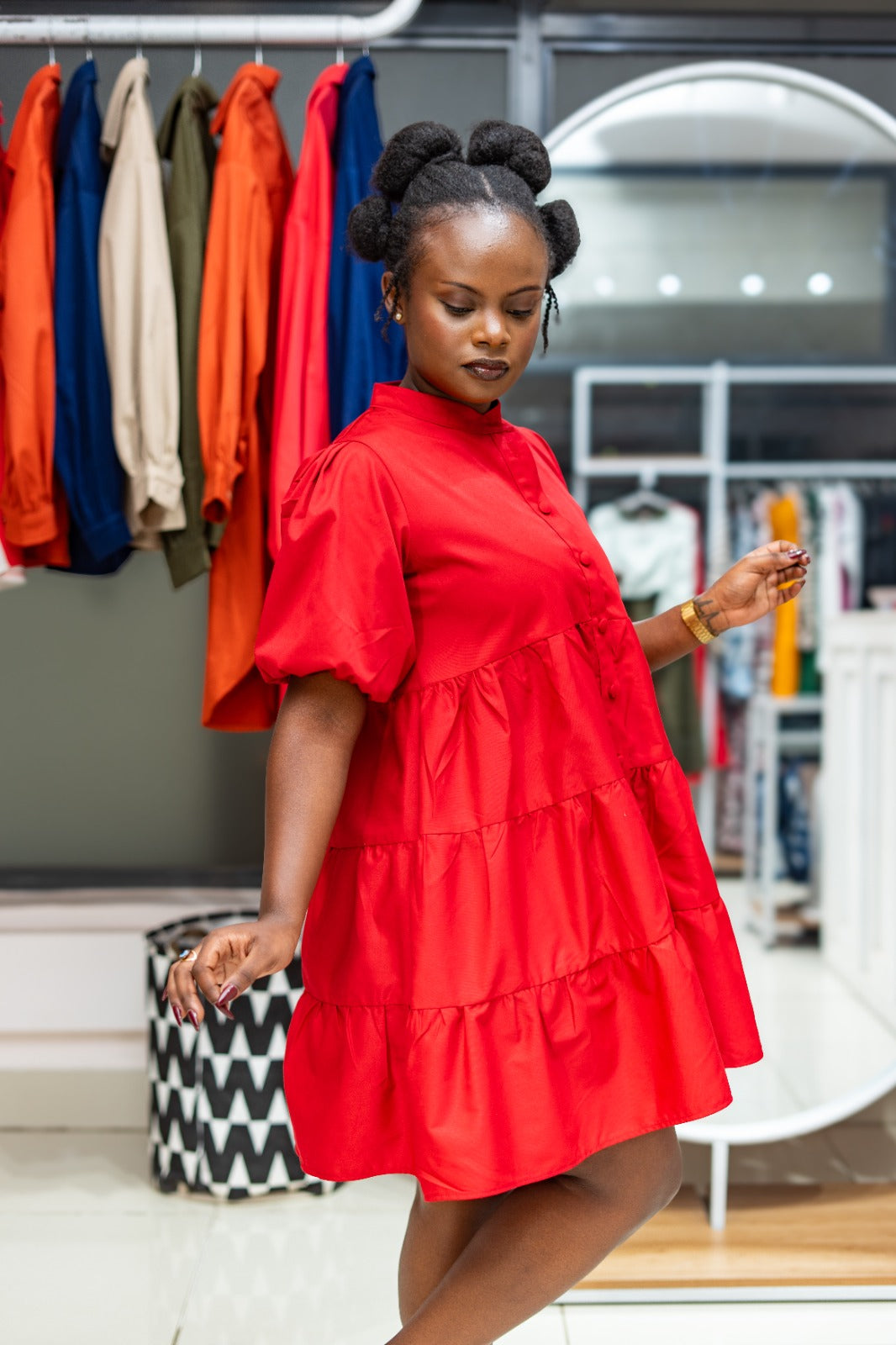 Noor button-down dress - Red