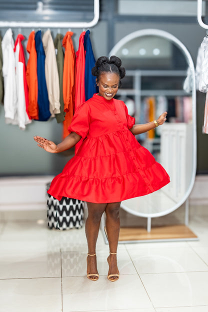 Noor button-down dress - Red