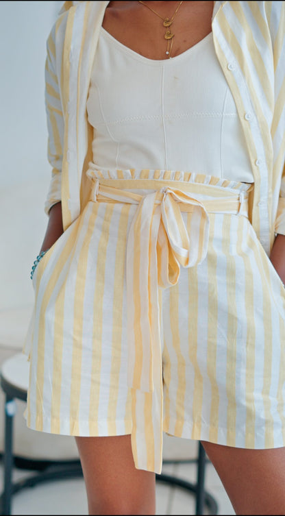 Pastel Striped Shorts - Yellow