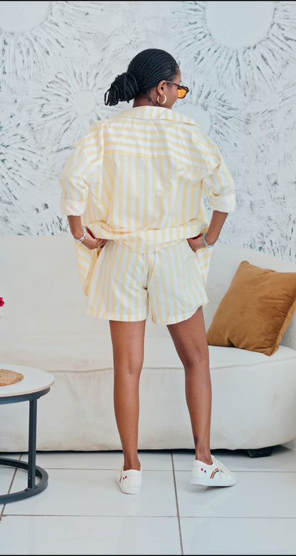 Pastel Striped Shorts - Yellow
