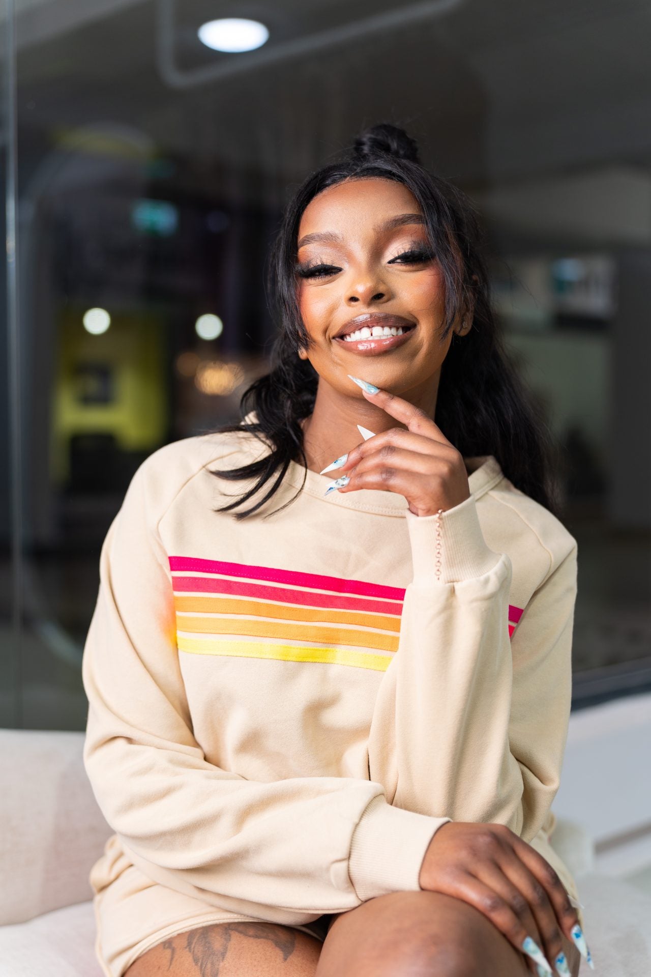 Neon Edge loungewear set - Beige