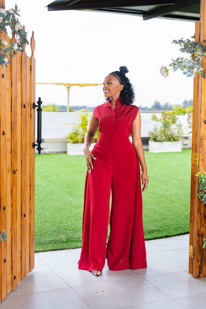 Mira Jumpsuit - Wine Red