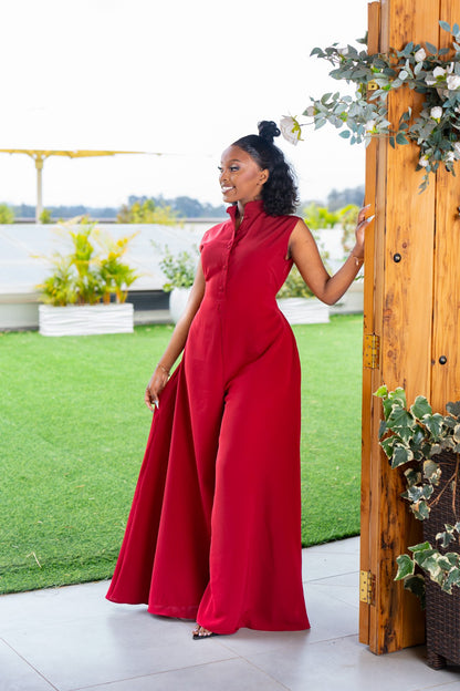 Mira Jumpsuit - Wine Red