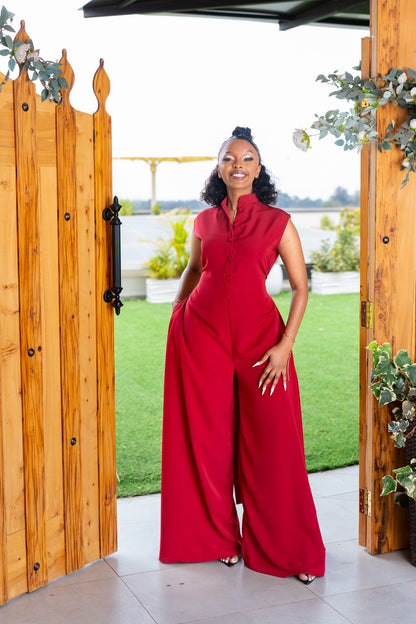 Mira Jumpsuit - Wine Red