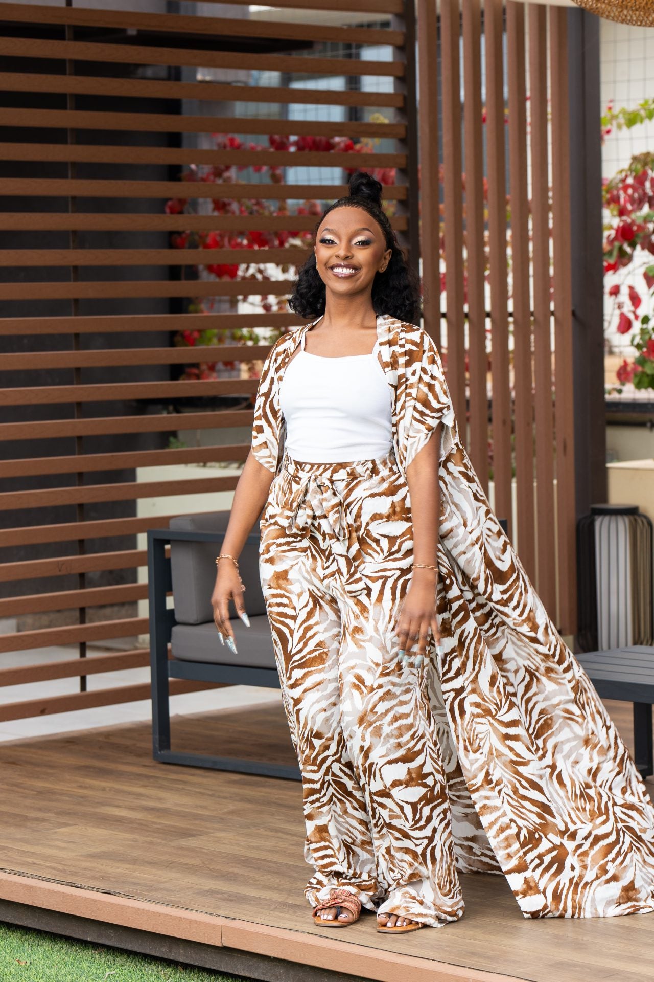 Sienna Kimono - Brown Print