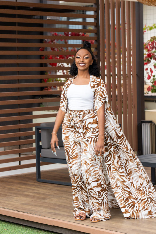 Sienna Kimono - Brown Print