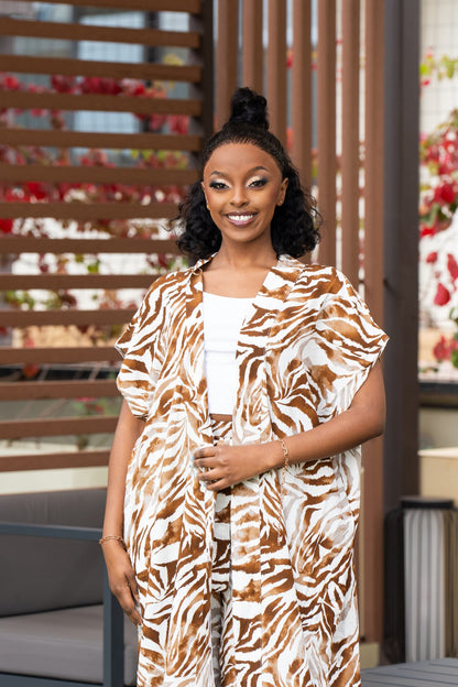 Sienna Kimono - Brown Print