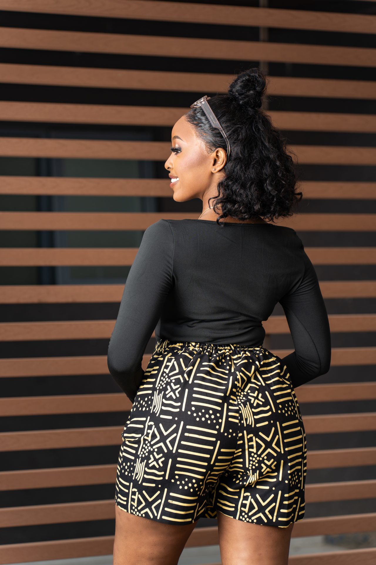 Ankara skorts - Black and Cream