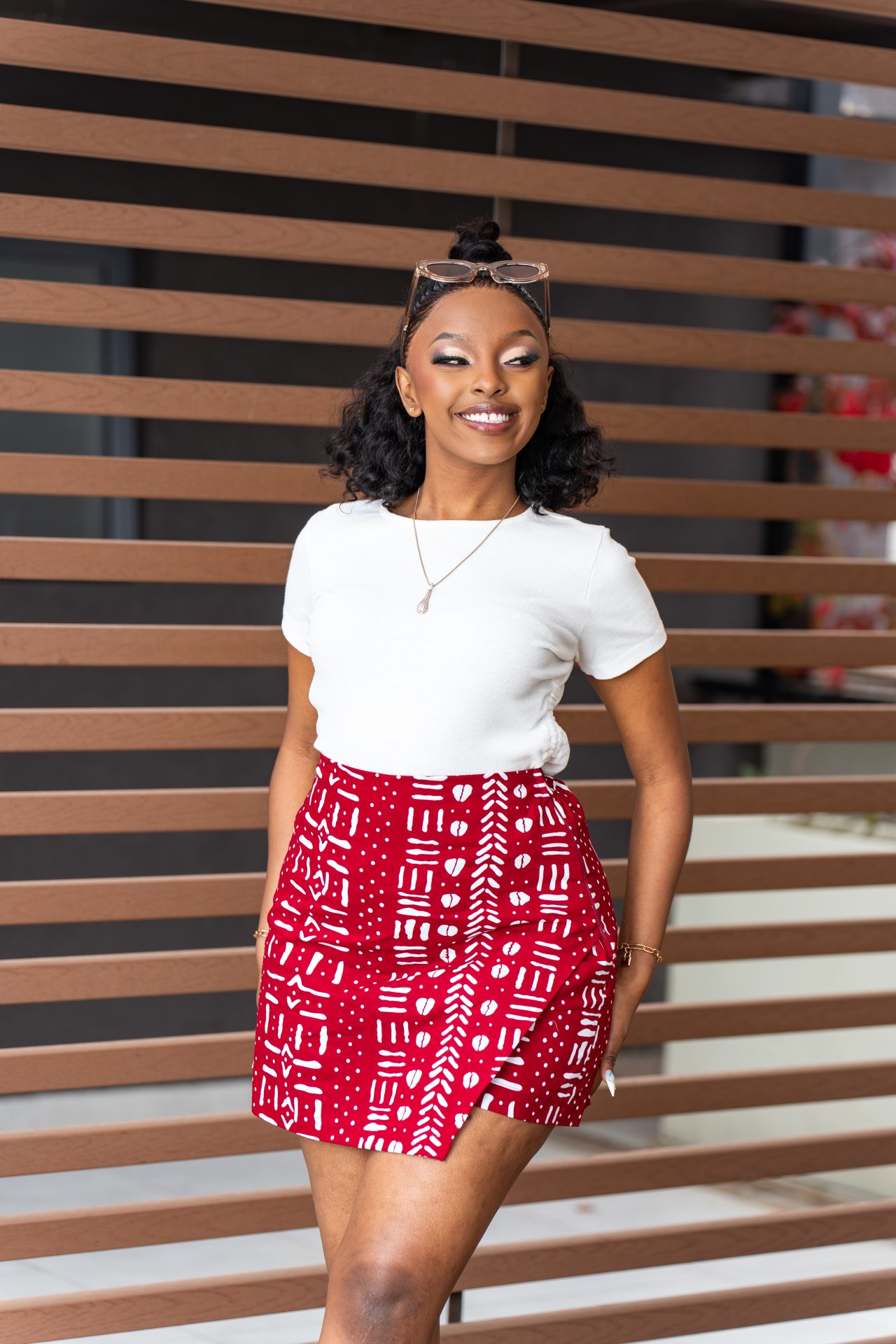 Ankara skorts - Maroon and White