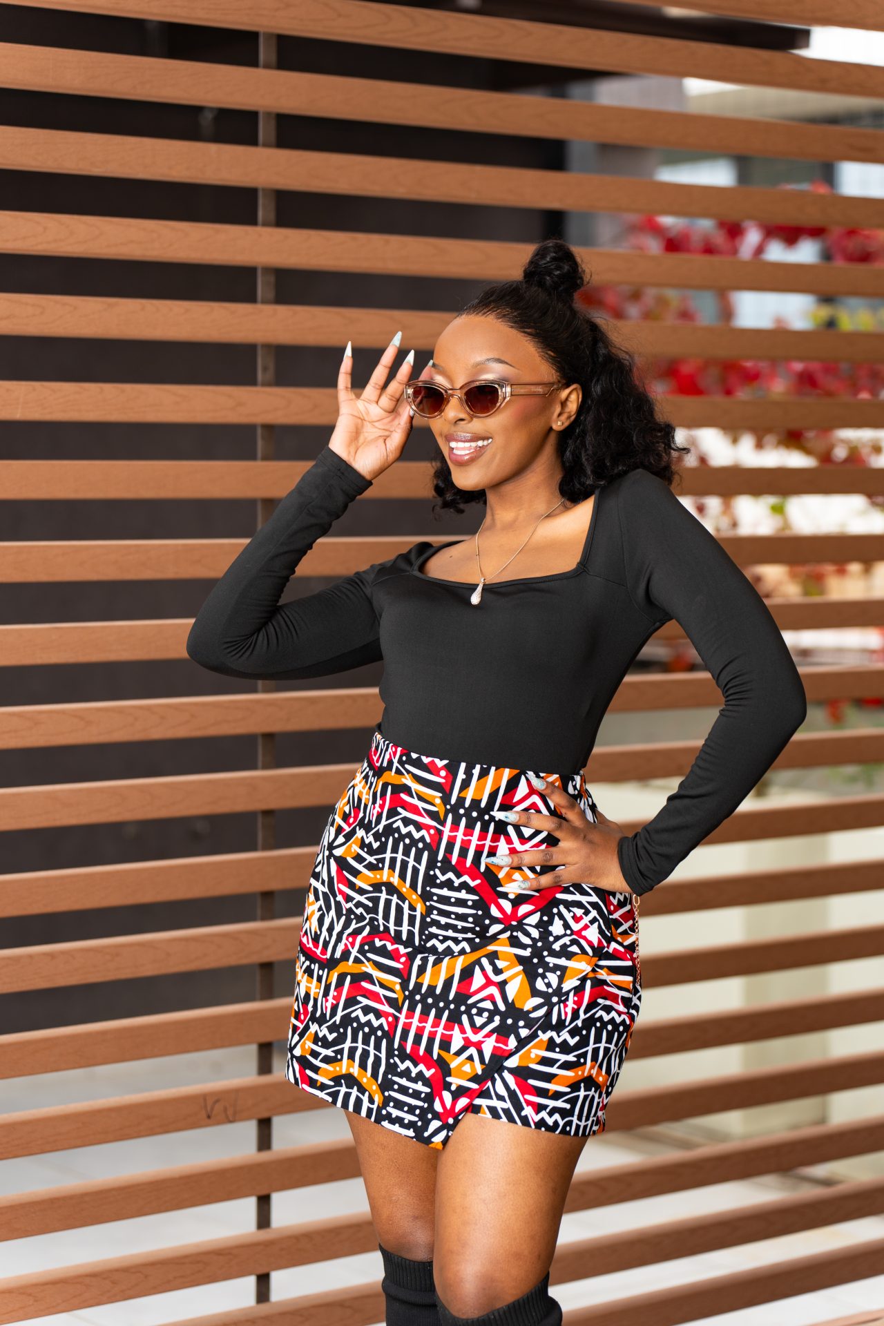 Ankara skorts - Black, White, Mustard and Red