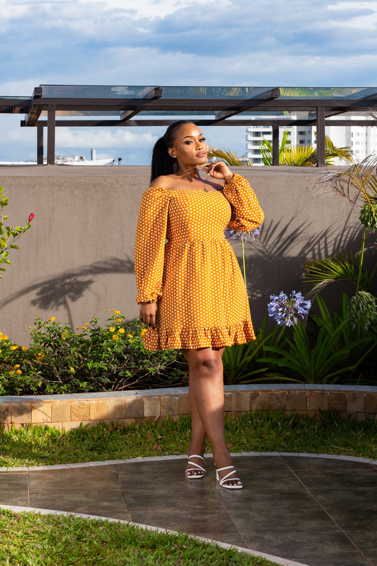 Summertime polka dot dress - Mustard