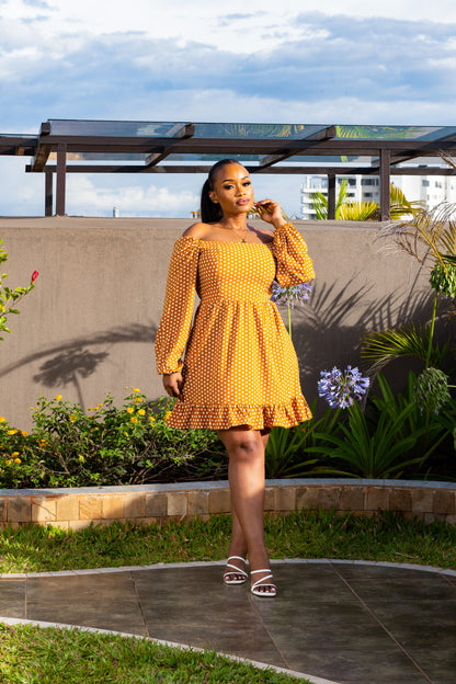 Summertime polka dot dress - Mustard