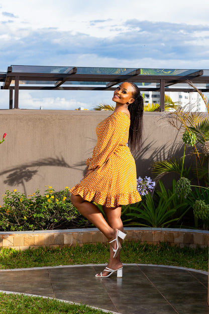 Summertime polka dot dress - Mustard