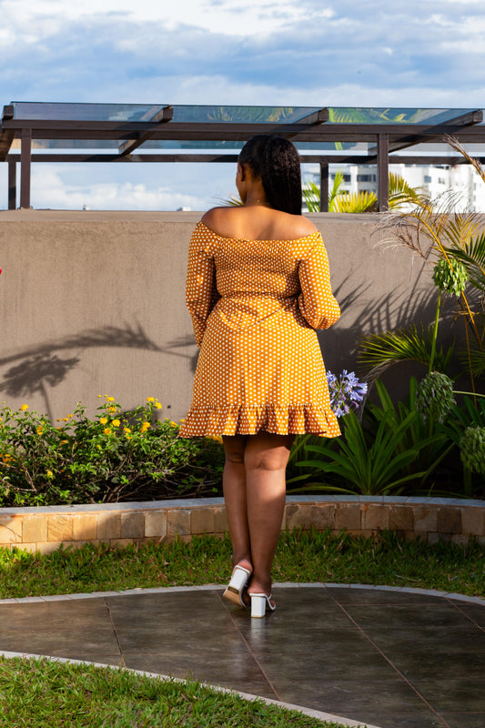 Summertime polka dot dress - Mustard