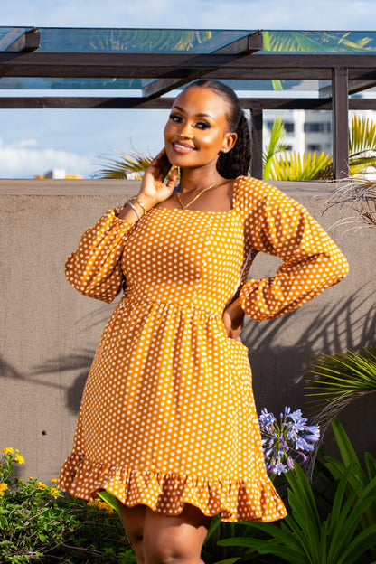 Summertime polka dot dress - Mustard