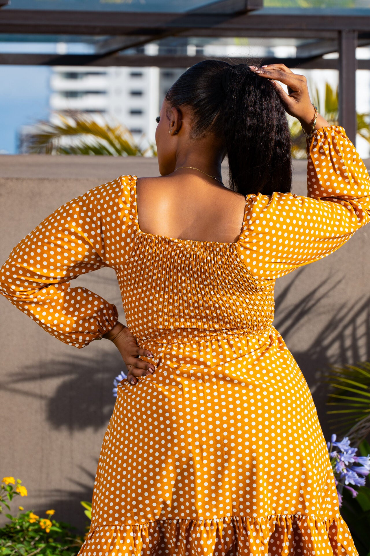 Summertime polka dot dress - Mustard