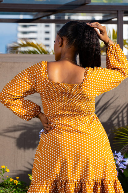 Summertime polka dot dress - Mustard