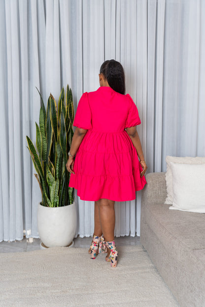 Noor button-down dress - Hot pink
