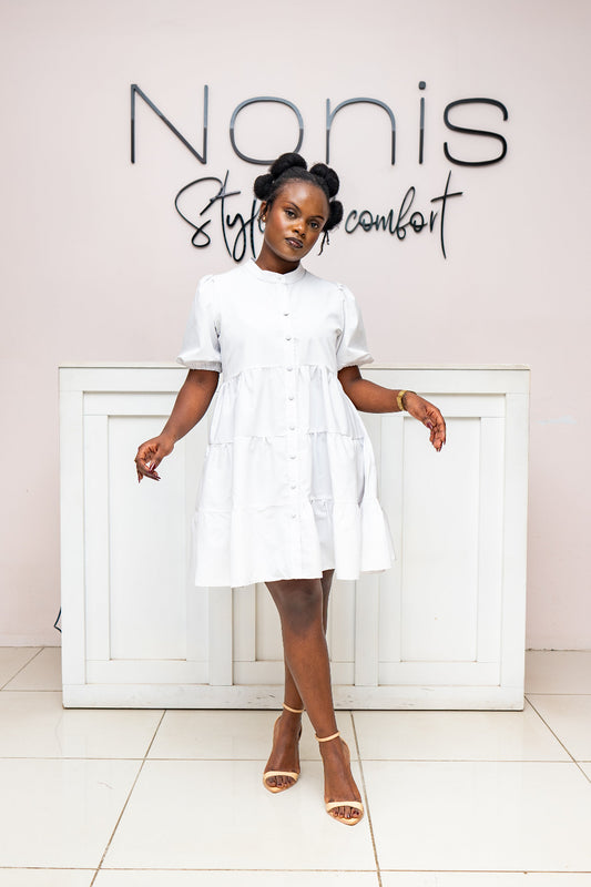 Noor button-down dress - White